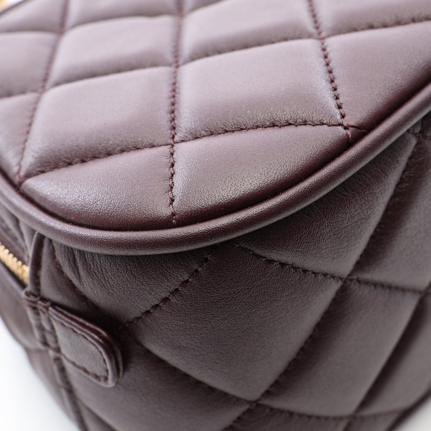 マトラッセ ミニ ボーリング 2WAY チェーンショルダーバッグ ラムスキン ダークブラウン ゴールド金具 シャネル バッグ CHANEL