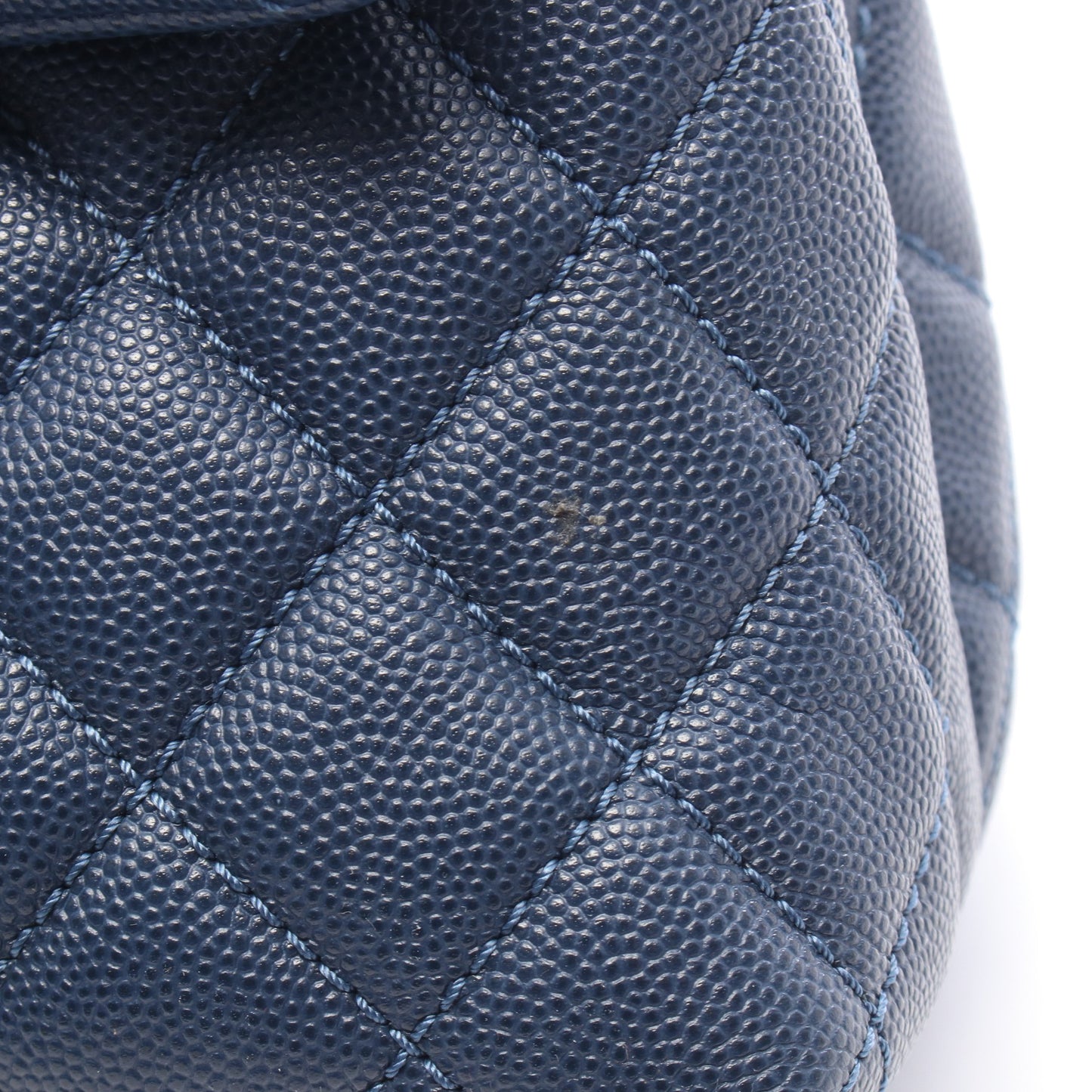 マトラッセ ココハンドル 2WAY ハンドバッグ キャビアスキン ネイビー ゴールド金具 シャネル