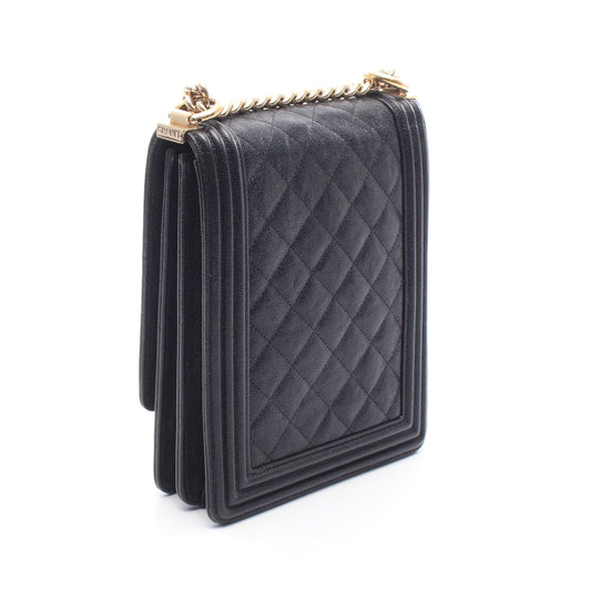 ボーイシャネル マトラッセ チェーンショルダーバッグ キャビアスキン ブラック ゴールド金具 シャネル バッグ CHANEL