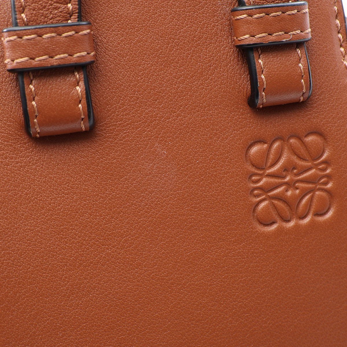 ハンモック ドローストリングバッグ ミニ 2WAY ハンドバッグ キャンバスレザー ブラウン アイボリー ロエベ バッグ LOEWE
