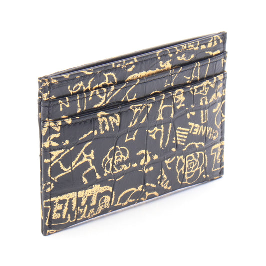 2.55 グラフィティ カードケース レザー ブラック ゴールド ゴールド金具 シャネル 財布・小物 CHANEL
