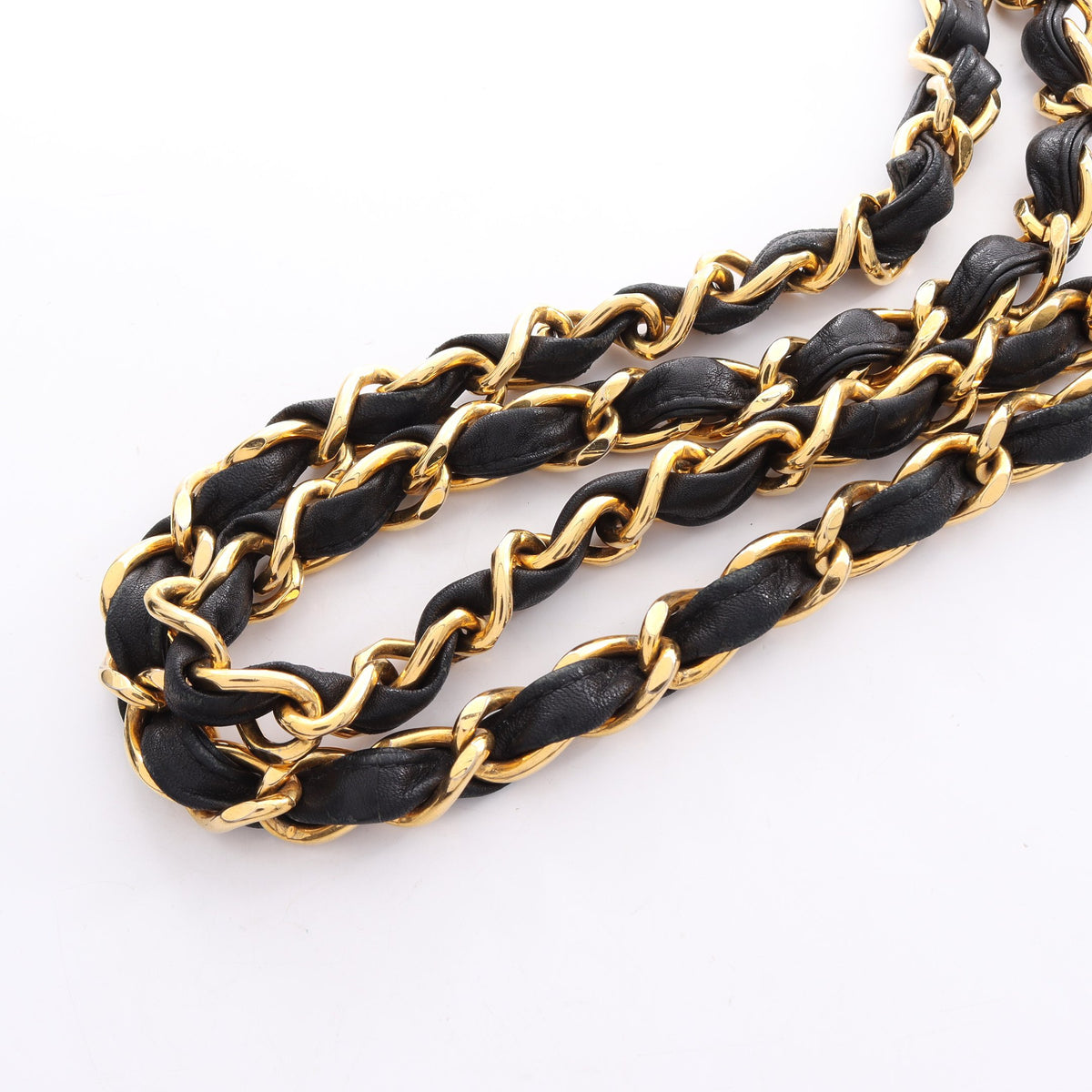 デカマトラッセ34 シングルフラップ Wチェーンショルダーバッグ ラムスキン ブラック ゴールド金具 シャネル バッグ CHANEL