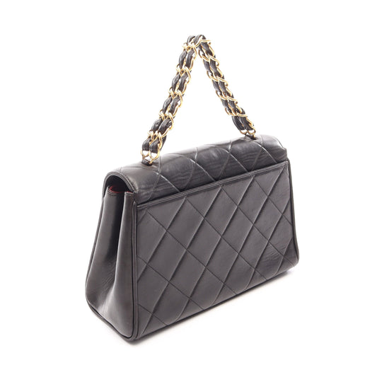 マトラッセ チェーンハンドバッグ ラムスキン ブラック ゴールド金具 シャネル バッグ CHANEL