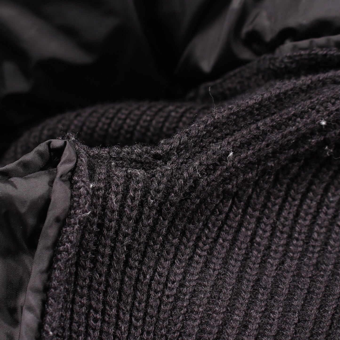 CARDIGAN TRICOT ニット切替 フード付き ダウンジャケット ナイロン ウール ブラック モンクレール