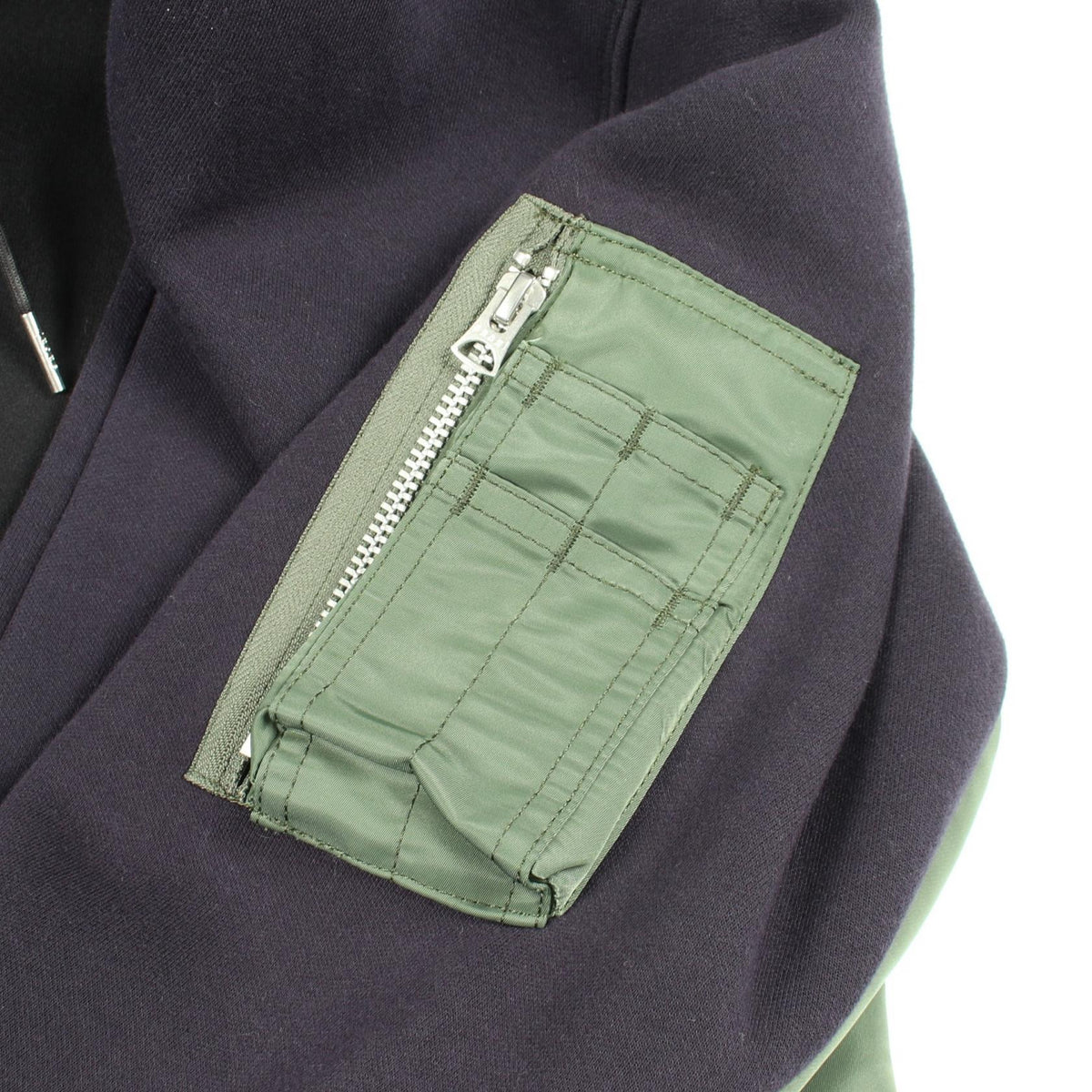 切替 ジップアップパーカー コットン ネイビー カーキグリーン サカイ トップス sacai