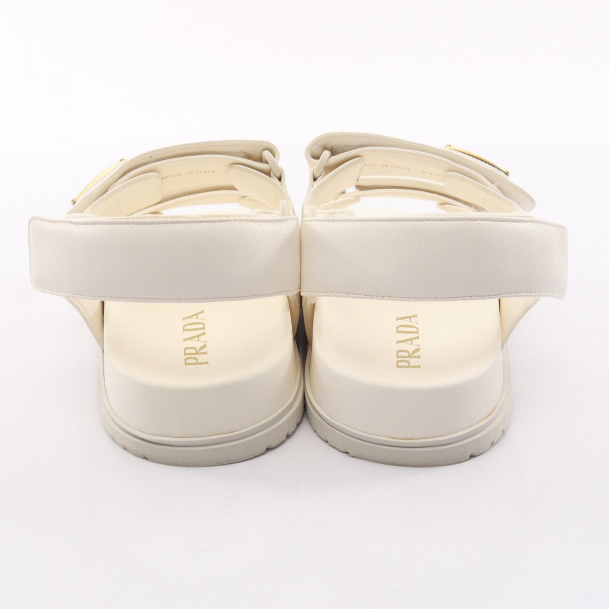 トライアングルロゴ サンダル レザー ホワイト プラダ シューズ PRADA