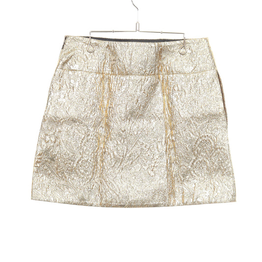 フラワー ジャカード ミニ スカート シルク ナイロン ゴールド ルイヴィトン