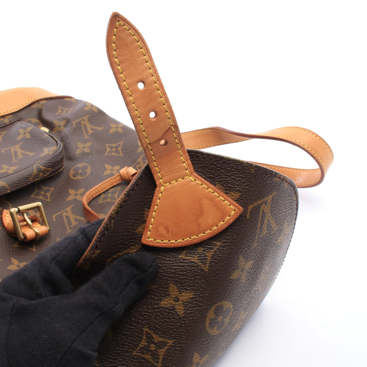 モンスリMM モノグラム バックパック リュックサック PVC レザー ブラウン ルイヴィトン バッグ LOUIS VUITTON
