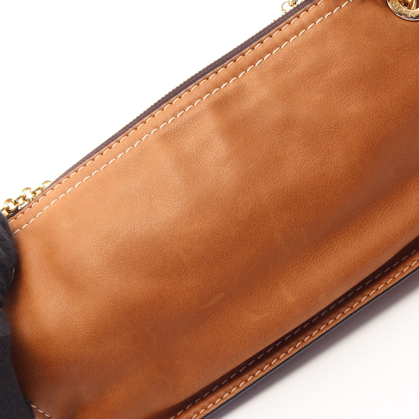 ロゴ Wチェーンショルダーバッグ レザー ブラウン ロエベ バッグ LOEWE
