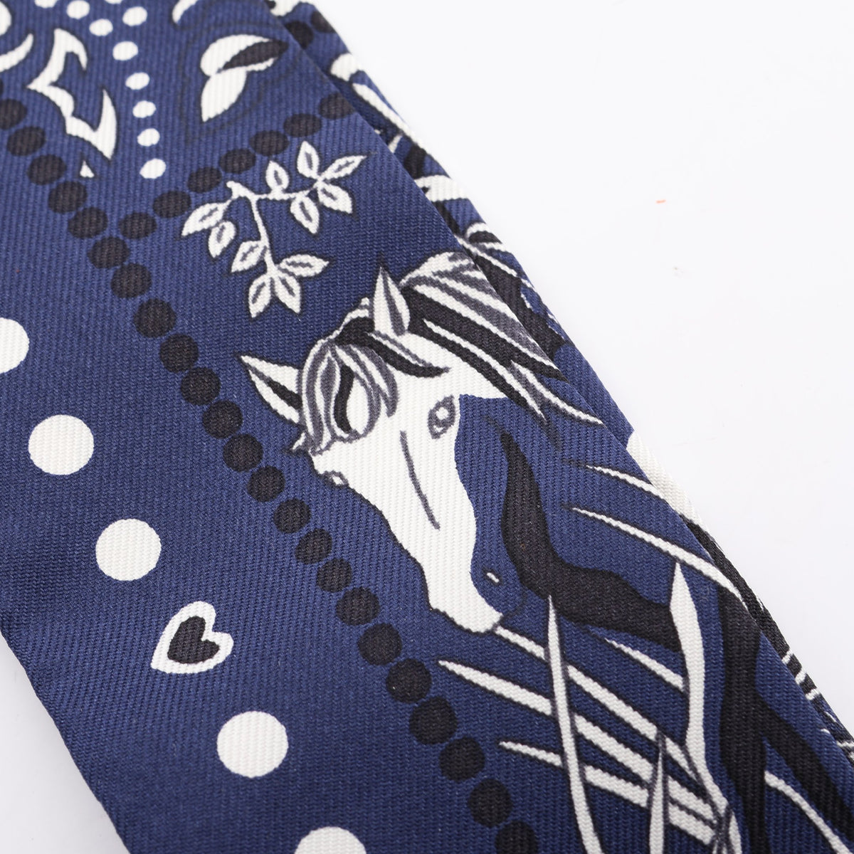ツイリー Entre Ciel et mer Bandana リボン スカーフ シルク ネイビー エルメス 財布・小物 HERMES