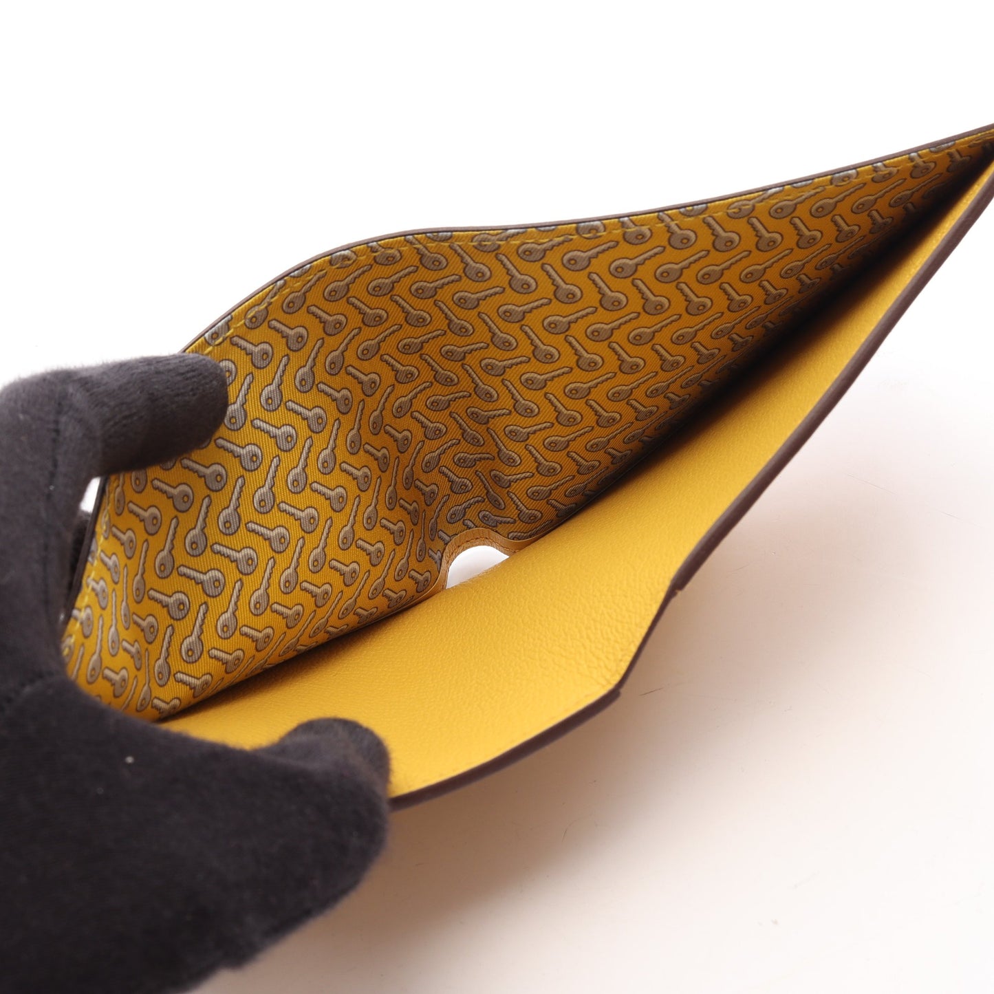 シチズン ツイル コンパクト サン 二つ折り財布 ヴォーエバーカラー イエロー シルバー金具 B刻印 エルメス