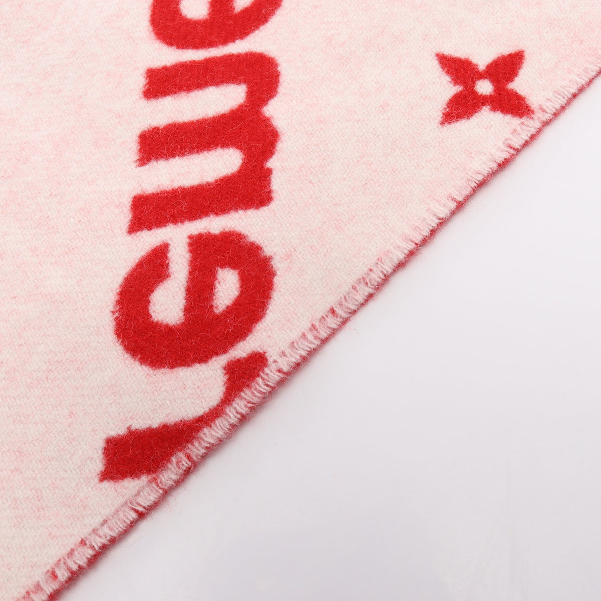 LOUIS VUITTON × Supreme モノグラム マフラー ウール カシミヤ レッド ベージュ ルイヴィトン