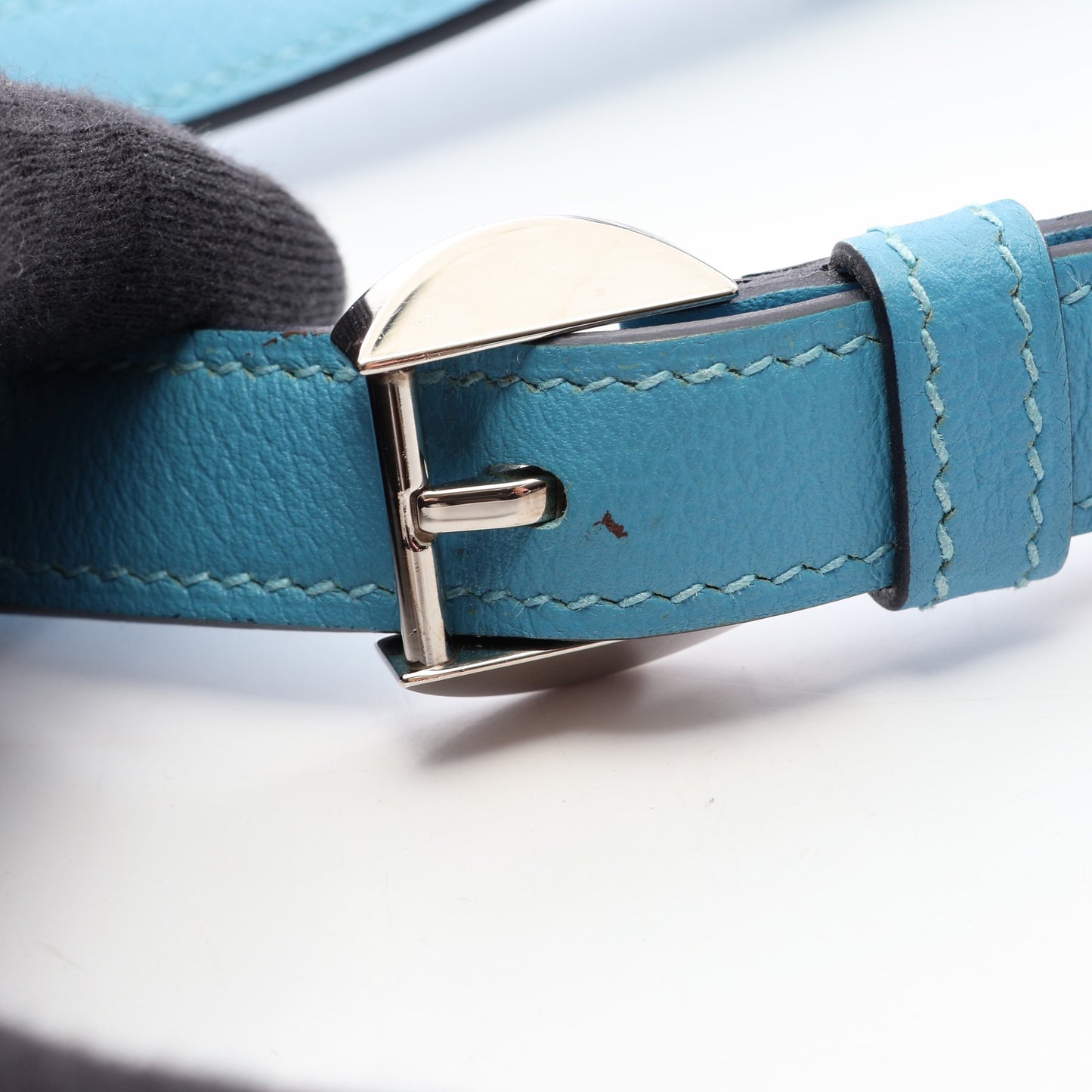 サックエルメス2002 20 ショルダーバッグ エバーカラー ブルー シルバー金具 D刻印 エルメス バッグ HERMES