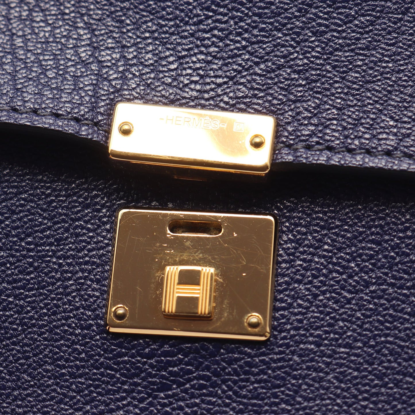 クリック16 ブルーアンクル ショルダーバッグ シェーブル ダークブルー ゴールド金具 D刻印 エルメス バッグ HERMES