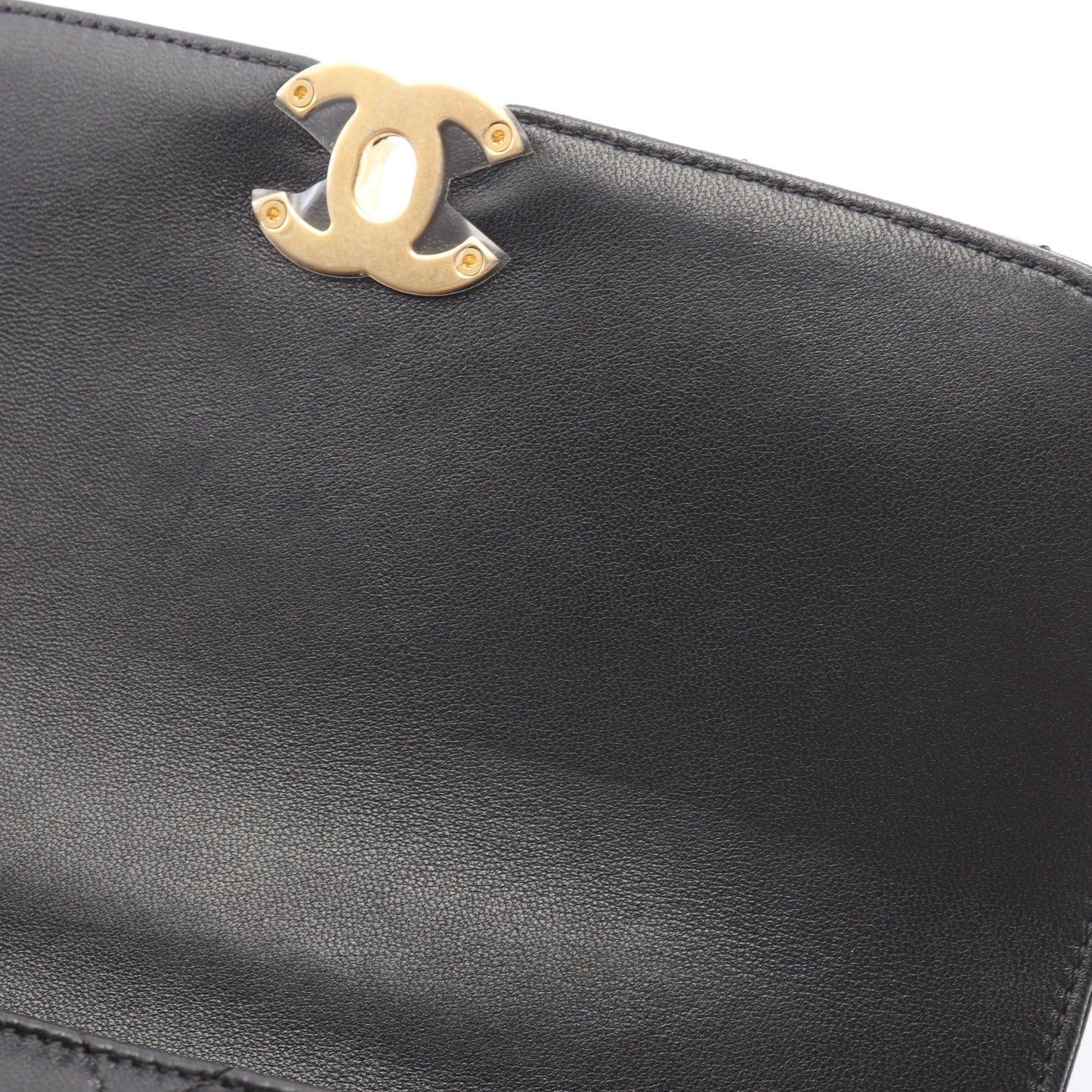マトラッセ トップハンドル 2WAY チェーンショルダーバッグ ラムスキン ブラック ゴールド金具 シャネル バッグ CHANEL