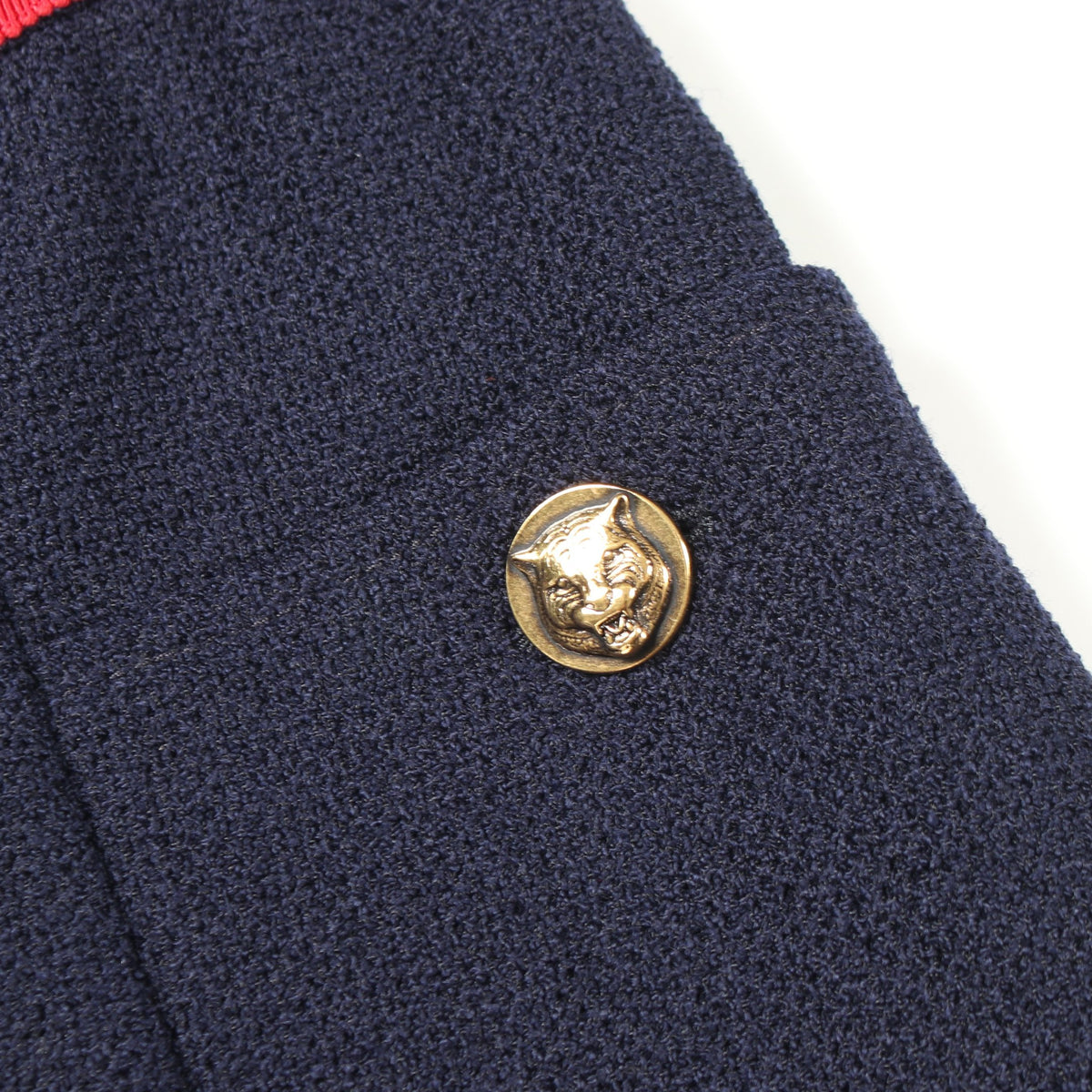 キャットヘッドボタン スカート ウール ナイロン ネイビー レッド グッチ ボトムス GUCCI