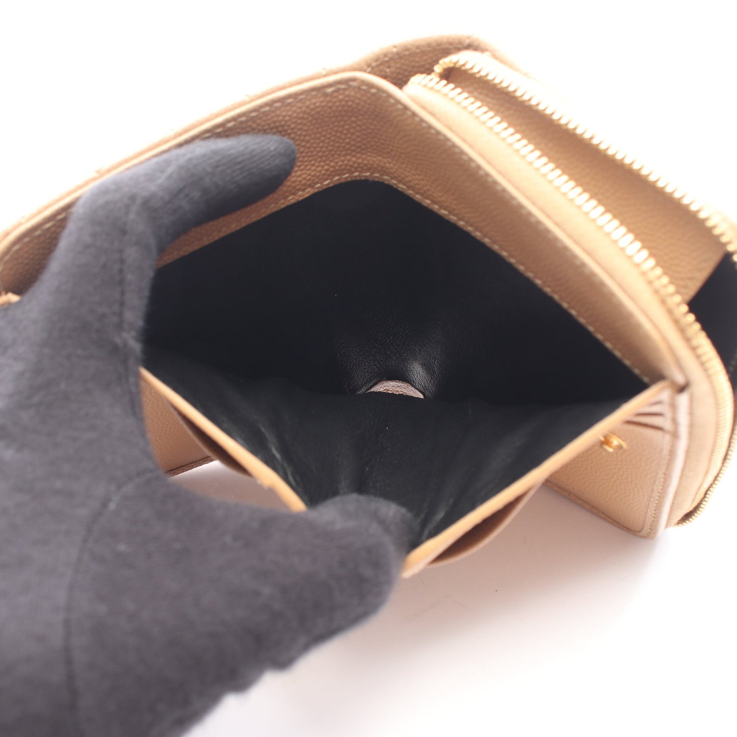 モノグラム サンローラン コンパクト フルジップウォレット 二つ折り財布 レザー ベージュ サンローランパリ