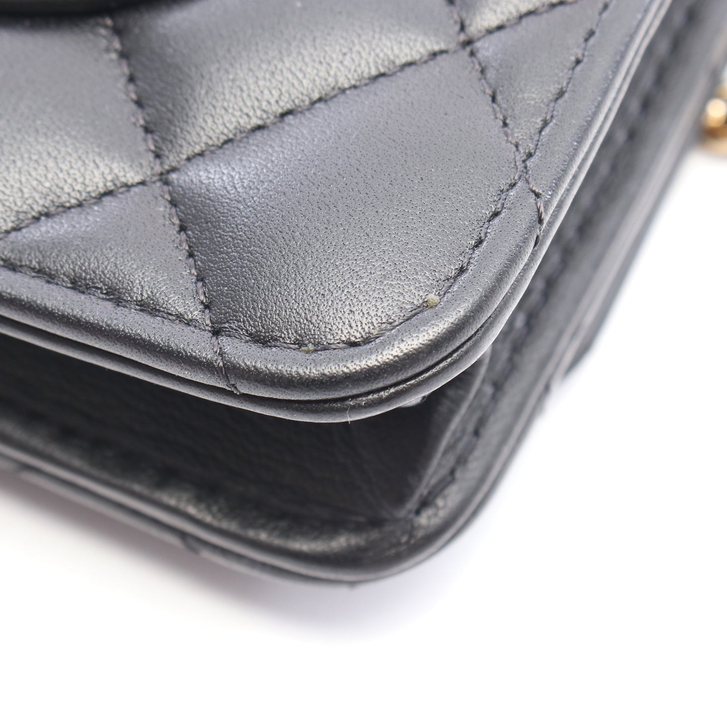 マトラッセ チェーンウォレット ラムスキン ブラック ゴールド金具 シャネル
