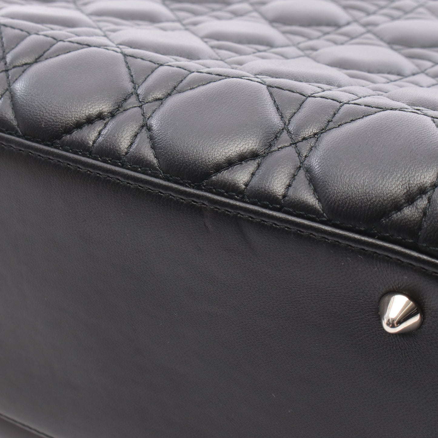 LADY DIOR レディディオール 2WAY ハンドバッグ レザー ブラック クリスチャンディオール