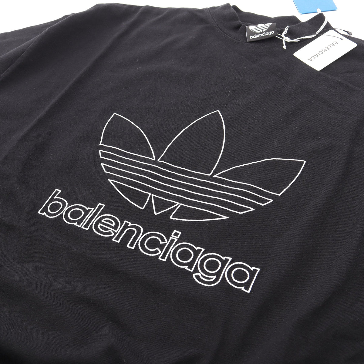 BALENCIAGA × adidas ロゴ刺繍 オーバーサイズ 半袖Tシャツ コットン ブラック バレンシアガ