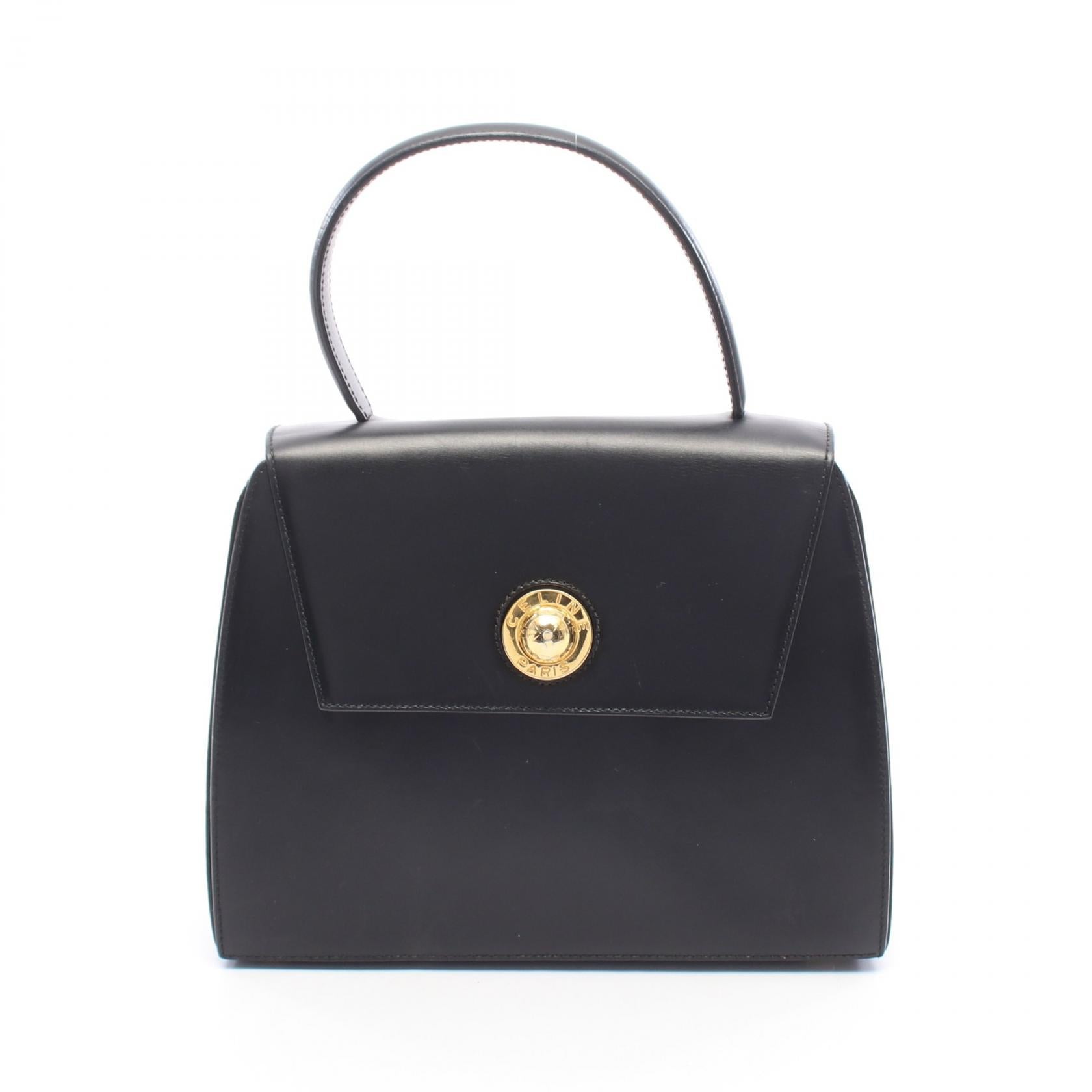 CELINE ブラックレザー ハンドバッグ ハンドバッグ レザー ブラック セリーヌ – RECLO