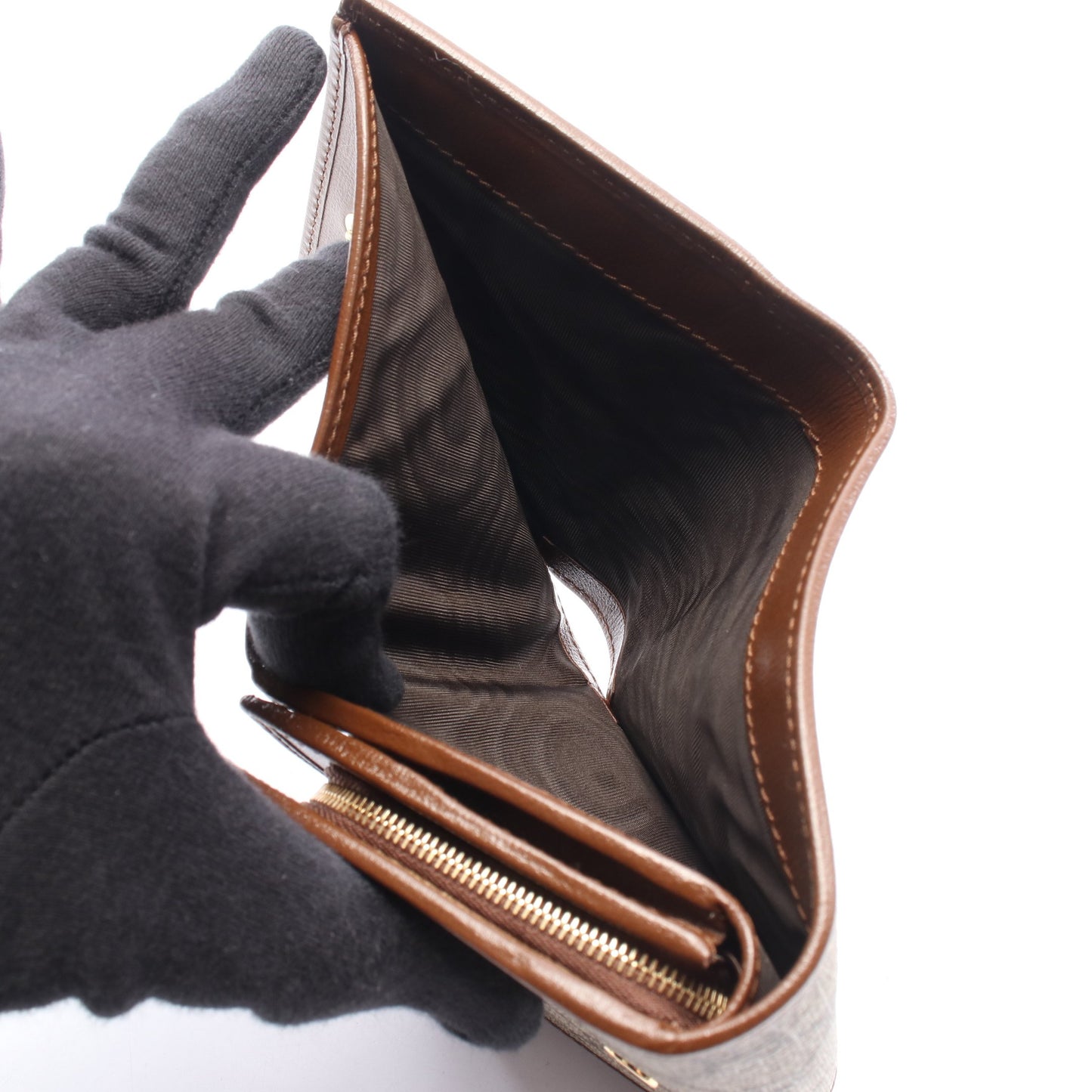 ホースビット GGスプリーム 二つ折り財布 PVC レザー ベージュ ブラウン グッチ