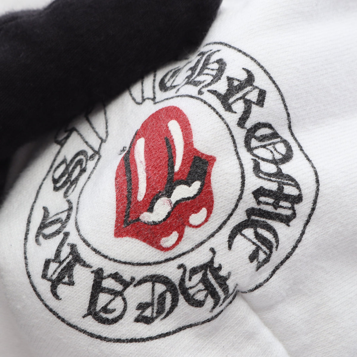 Chrome Hearts × The Rolling Stones リップ&タン ホースシュー 裏起毛 プルオーバーパーカー コットン ホワイト クロムハーツ
