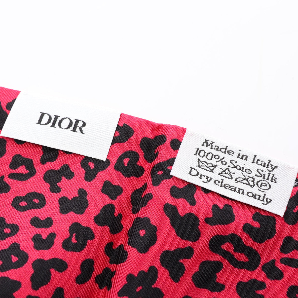 ミッツァ レオパード リボン スカーフ シルク ピンクレッド ブラック クリスチャンディオール 財布・小物 Christian Dior