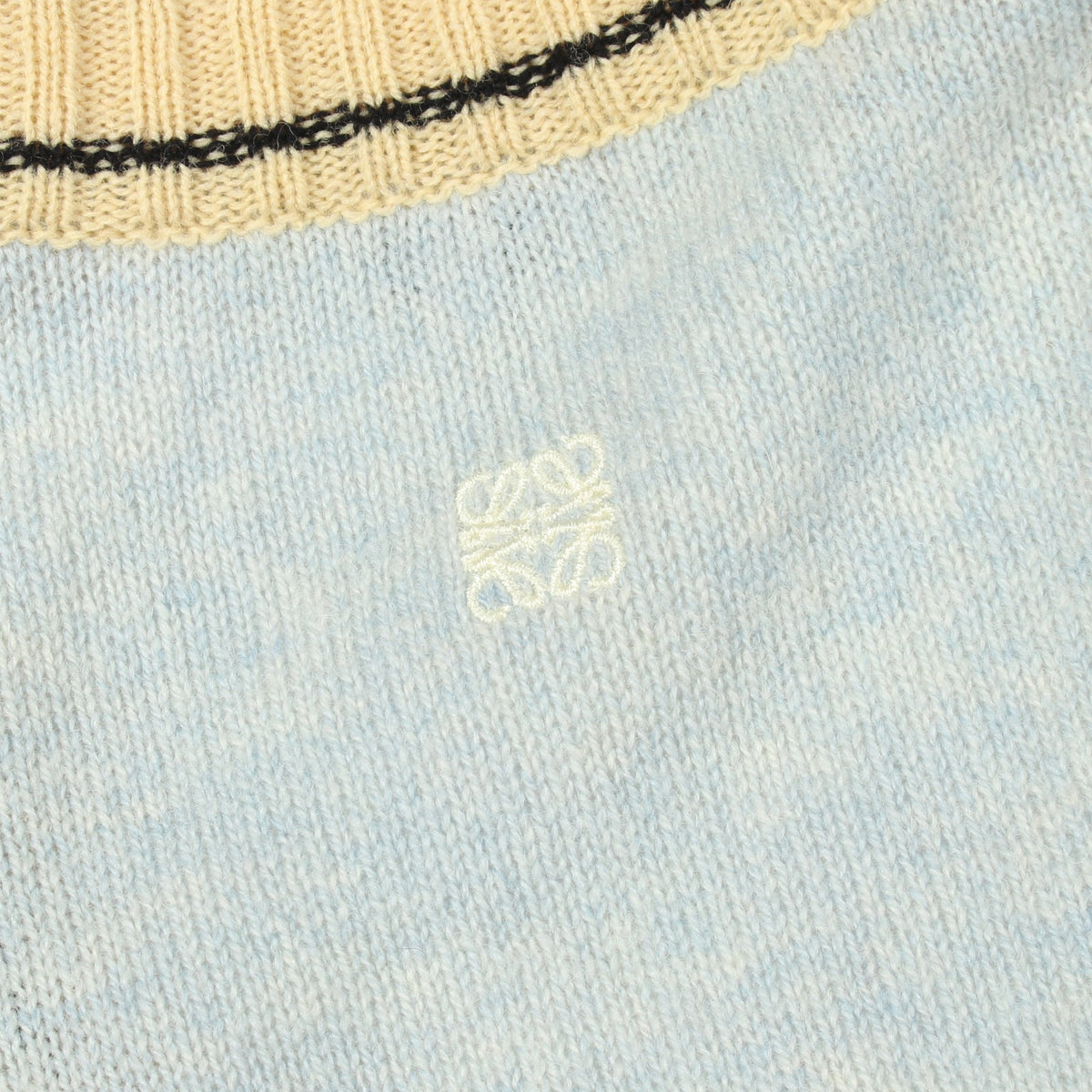 アナグラム刺繍 ロング カーディガン ウール ライトブルー ライトイエロー ブラック ロエベ