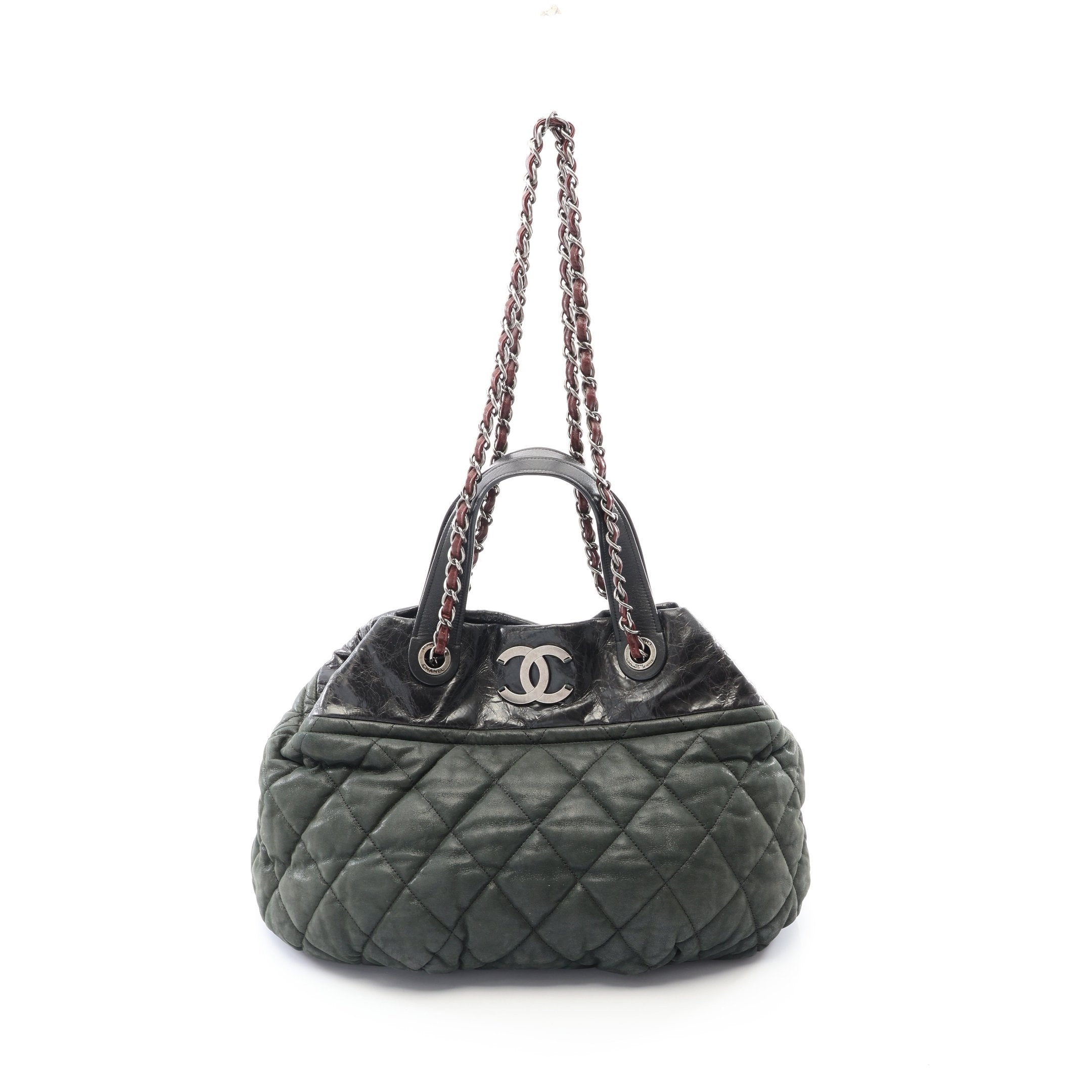 CHANEL インザミックス　ショルダーバッグ トートバッグ インザミックス 2WAY チェーンショルダーバッグ レザー ダークグリーン