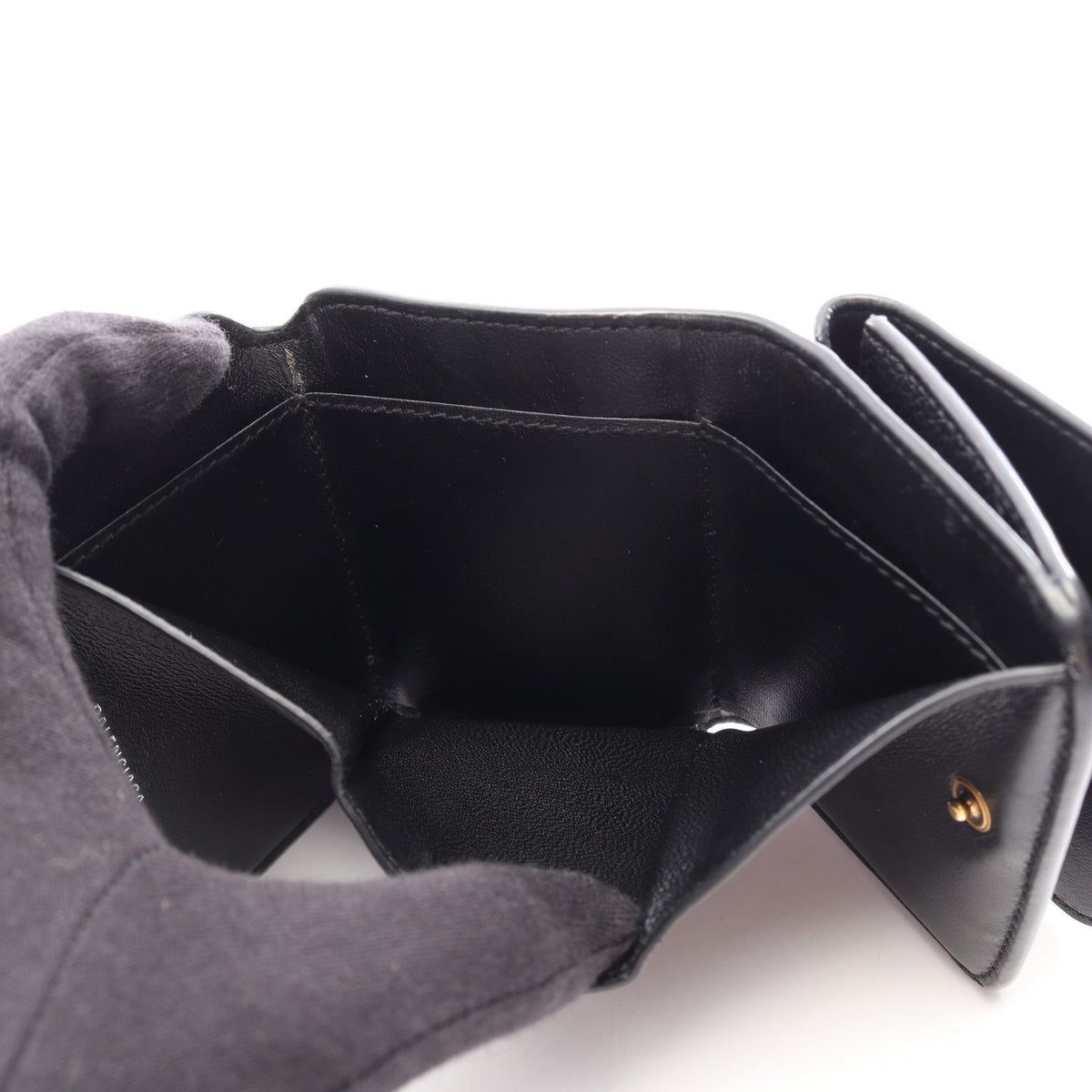 Cash Mini Wallet キャッシュ ミニ ウォレット 三つ折り財布 レザー ブラック バレンシアガ