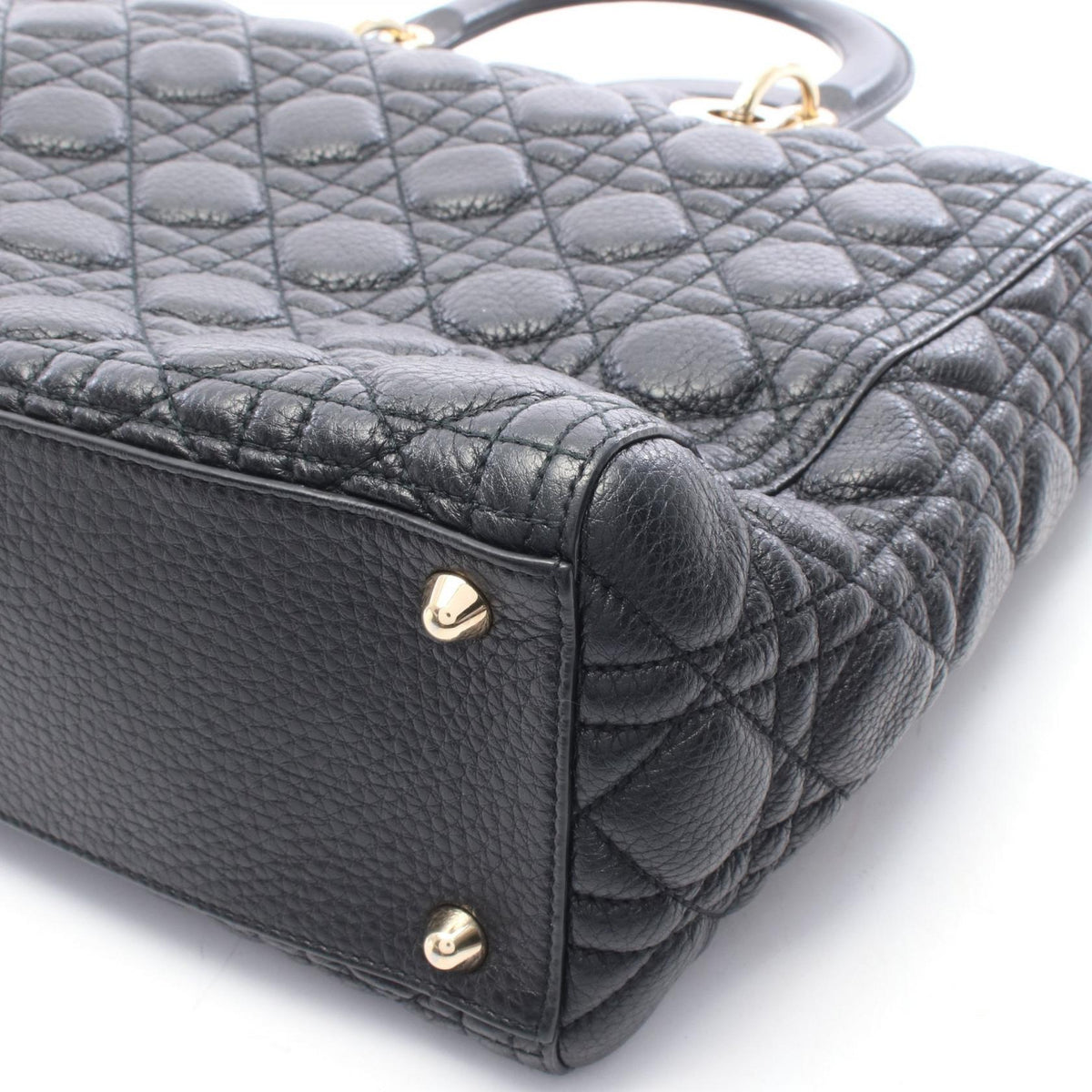 LADY DIOR レディディオール 2WAY ハンドバッグ レザー ブラック クリスチャンディオール