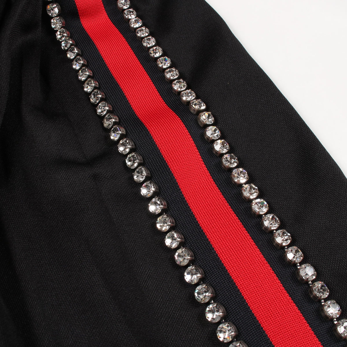 サイドライン ビジュー プリーツ ジャージー スカート コットン ブラック レッド グッチ ボトムス GUCCI
