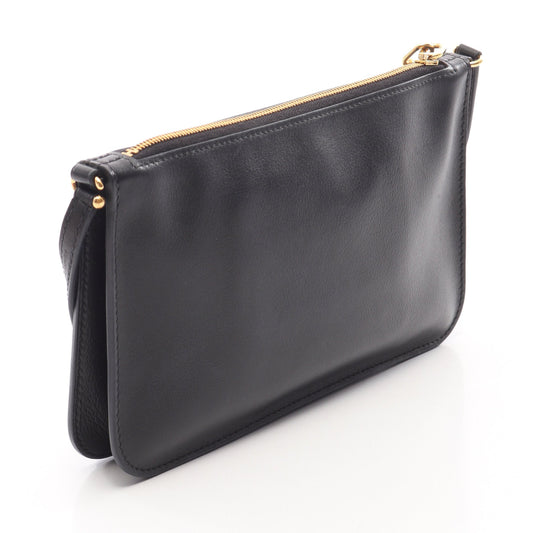 ジップアンゴー トゥーゴー シェーヌダンクル ショルダーバッグ エバーカラー ブラック ゴールド金具 K刻印 エルメス