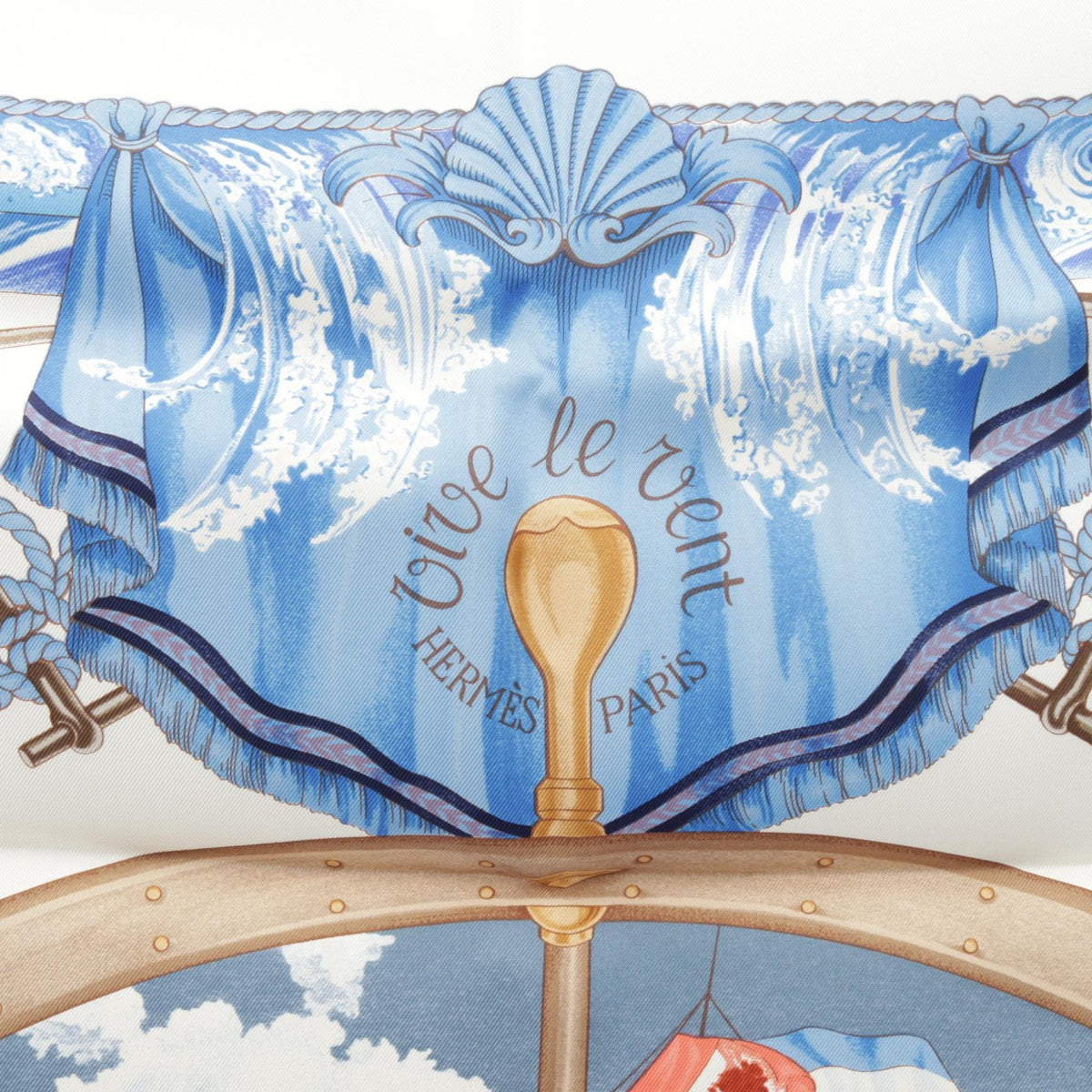 エルメス カレ90 VIVE LE VENT スカーフ ホワイト系 マルチカラー シルク 財布・小物 HERMES