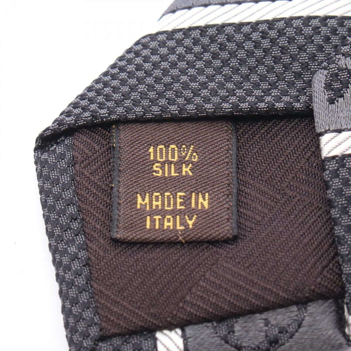 ルイ・ヴィトン モノグラム ストライプ ネクタイ ブラック系 グレー系 グレー 財布・小物 LOUIS VUITTON