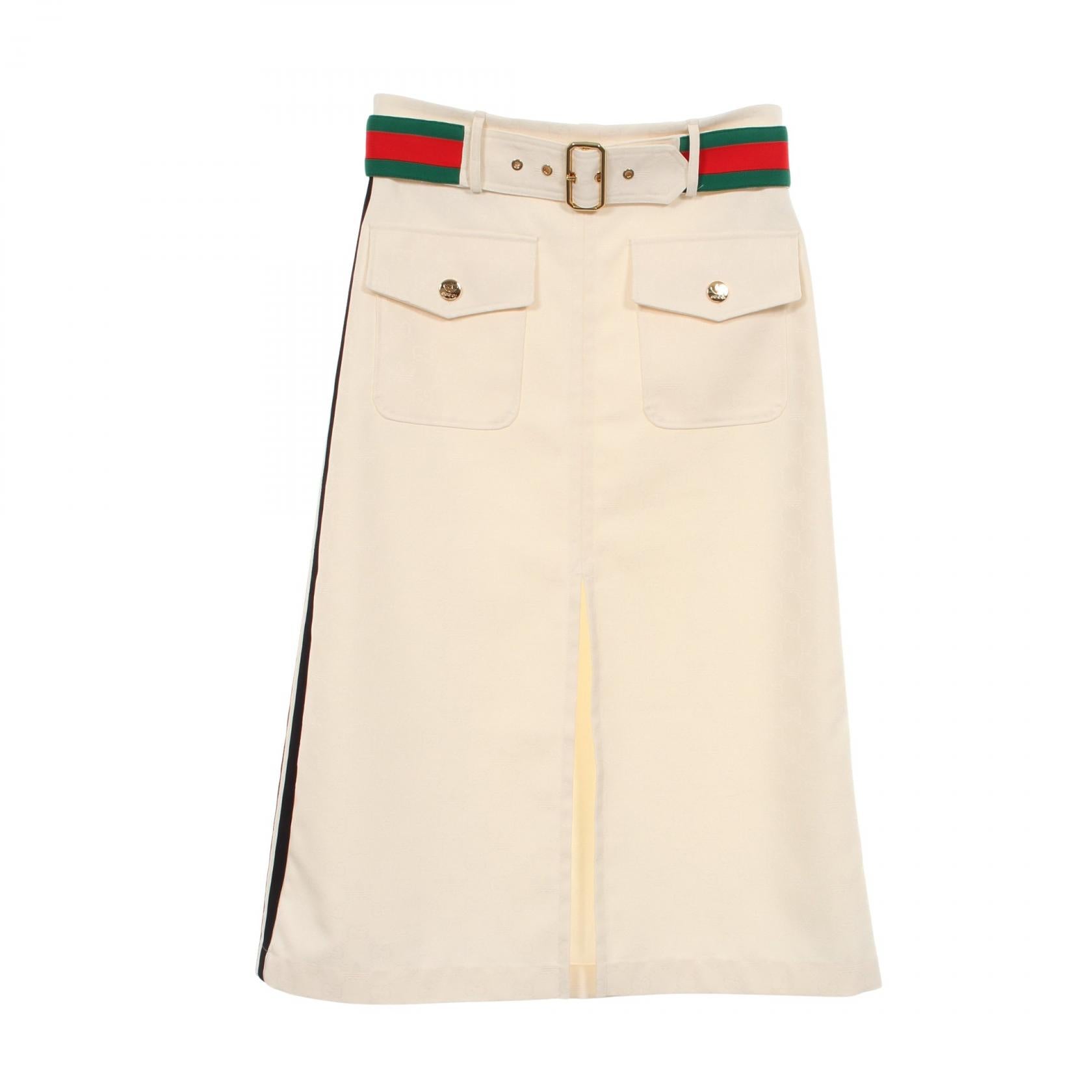 グッチ GUCCI × adidas GG トレフォイル スカート アイボリー系 – RECLO