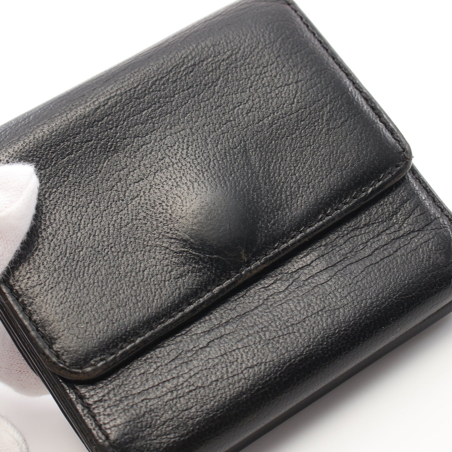 ココマーク Wホック財布 三つ折り財布 レザー ブラック ゴールド金具 シャネル 財布・小物 CHANEL