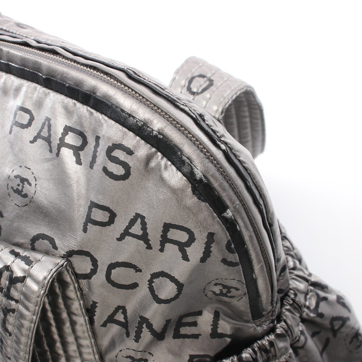アンリミテッド ショルダーバッグ コーティングキャンバス シルバー ブラック シルバー金具 シャネル バッグ CHANEL