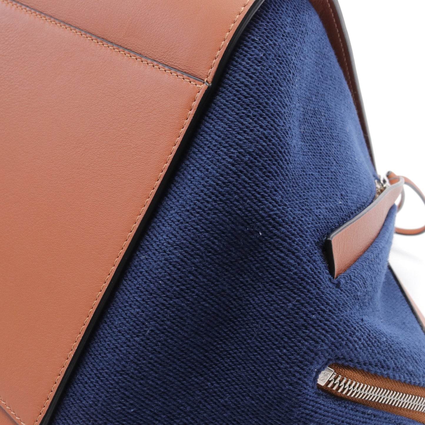 ハンモックバッグ スモール ハンドバッグ キャンバス レザー ダークブルー ブラウン 2WAY ロエベ バッグ LOEWE
