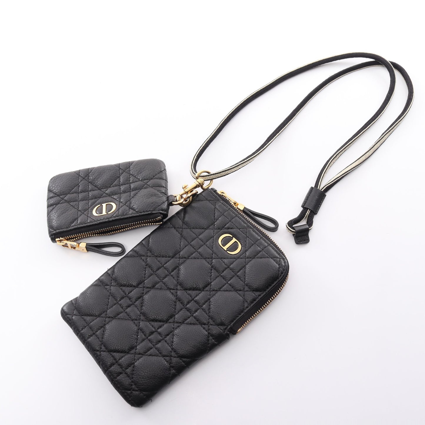 カナージュ マルチファンクション ポーチ レザー ブラック ネックストラップ付き クリスチャンディオール 財布・小物 Christian Dior