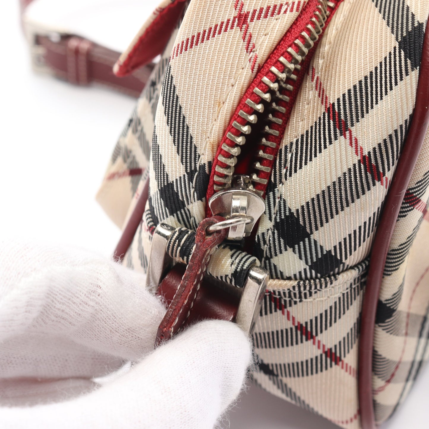 ノバチェック ショルダーバッグ キャンバス レザー ライトベージュ マルチカラー バーバリーブルーレーベル バッグ BURBERRY BLUE LABEL