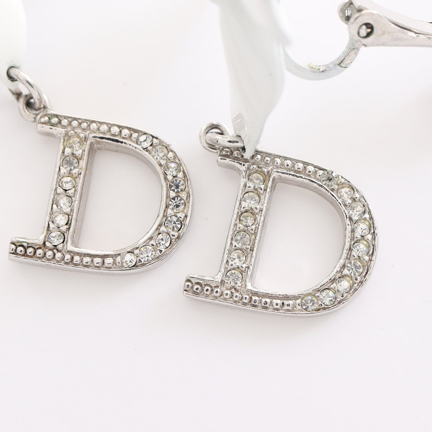 イヤリング フラワーモチーフ ラインストーン ホワイト シルバー クリア クリスチャンディオール アクセサリー Christian Dior