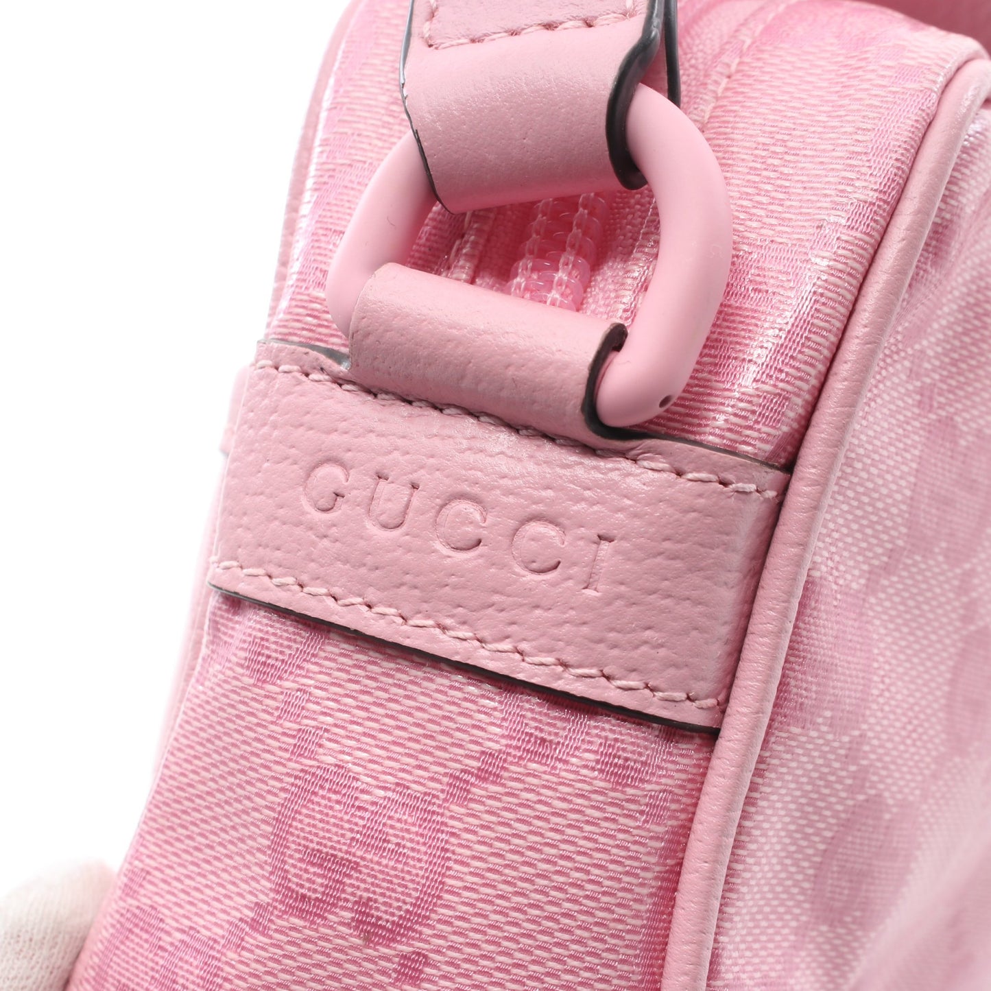 GGクリスタル ショルダーバッグ コーティングキャンバス レザー ピンク グッチ バッグ GUCCI
