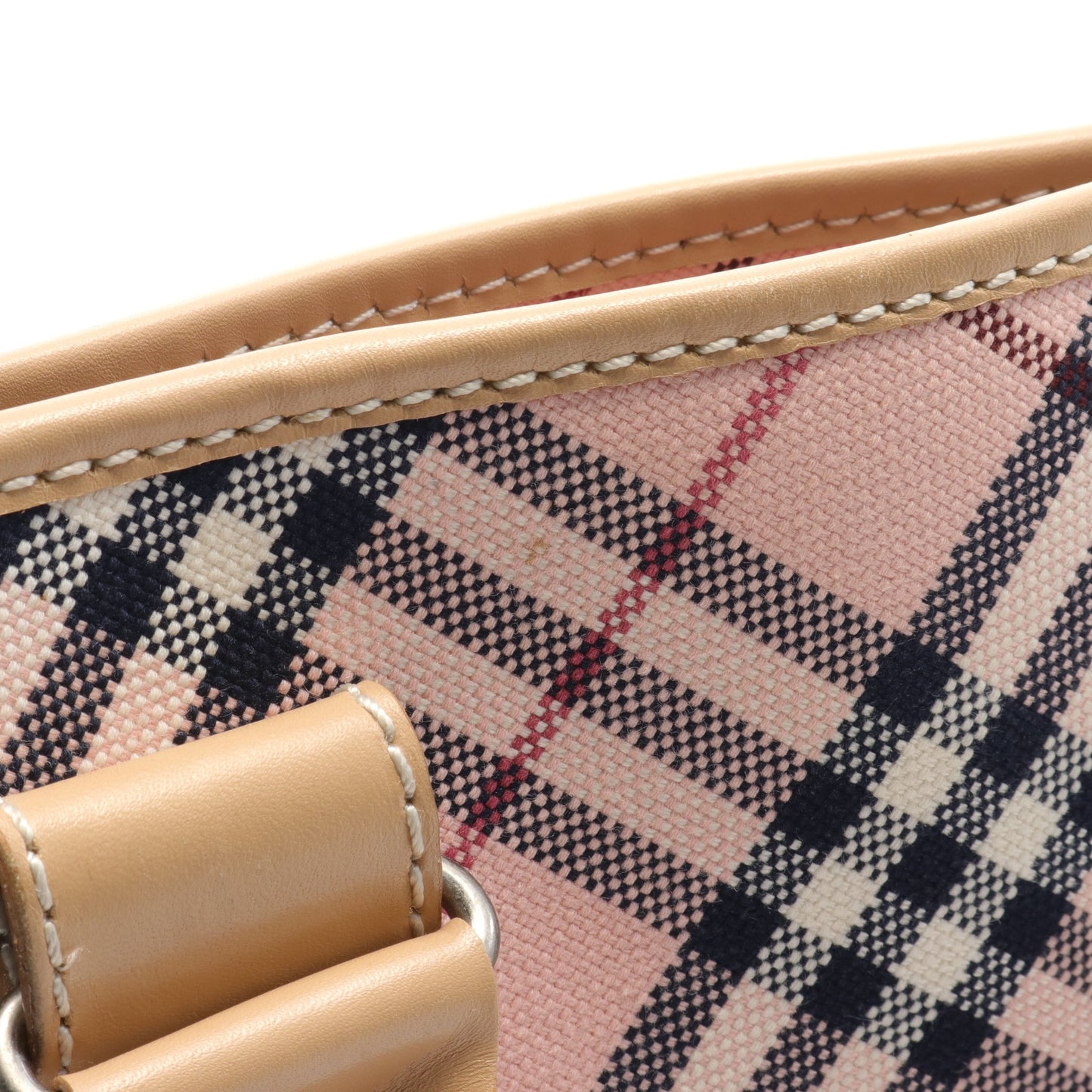ハンドバッグ チェック キャンバス レザー ピンク ベージュ マルチカラー バーバリーブルーレーベル バッグ BURBERRY BLUE LABEL