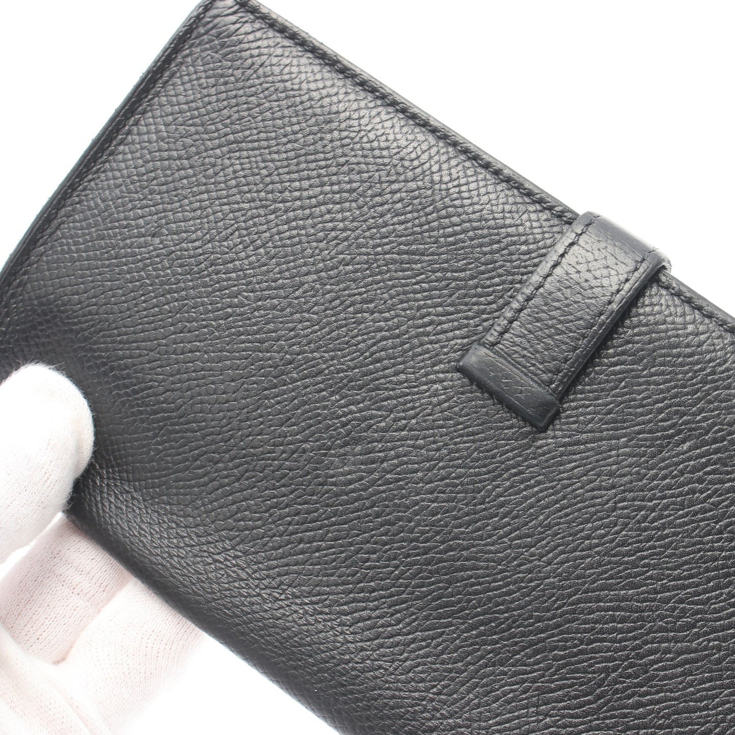 ベアンスフレ 二つ折り長財布 ヴォーエプソン ブラック シルバー金具 X刻印 エルメス 財布・小物 HERMES