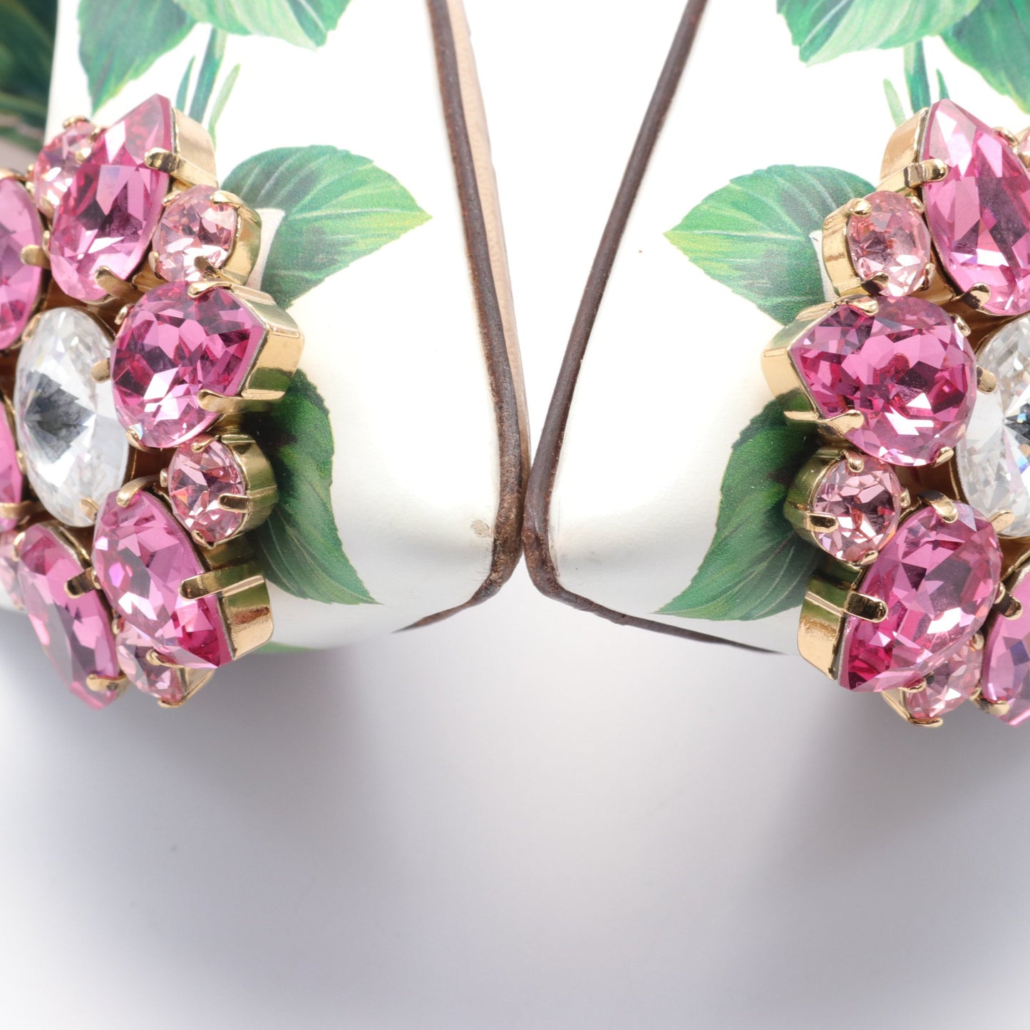 パンプス 花柄 レザー ホワイト グリーン ピンク ドルチェアンドガッバーナ シューズ DOLCE&GABBANA
