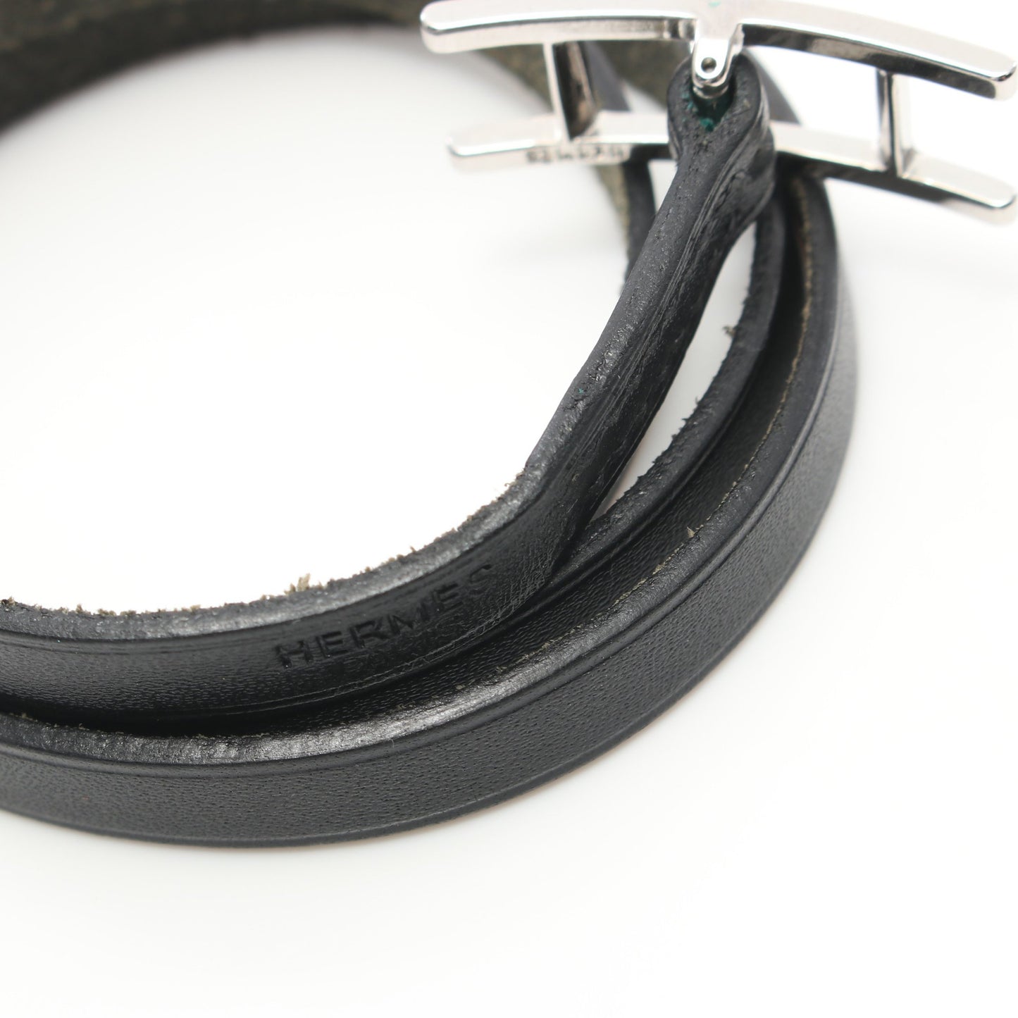 アピ3 ロング ブレスレット ヴォースイフト ブラック シルバー金具 エルメス アクセサリー HERMES