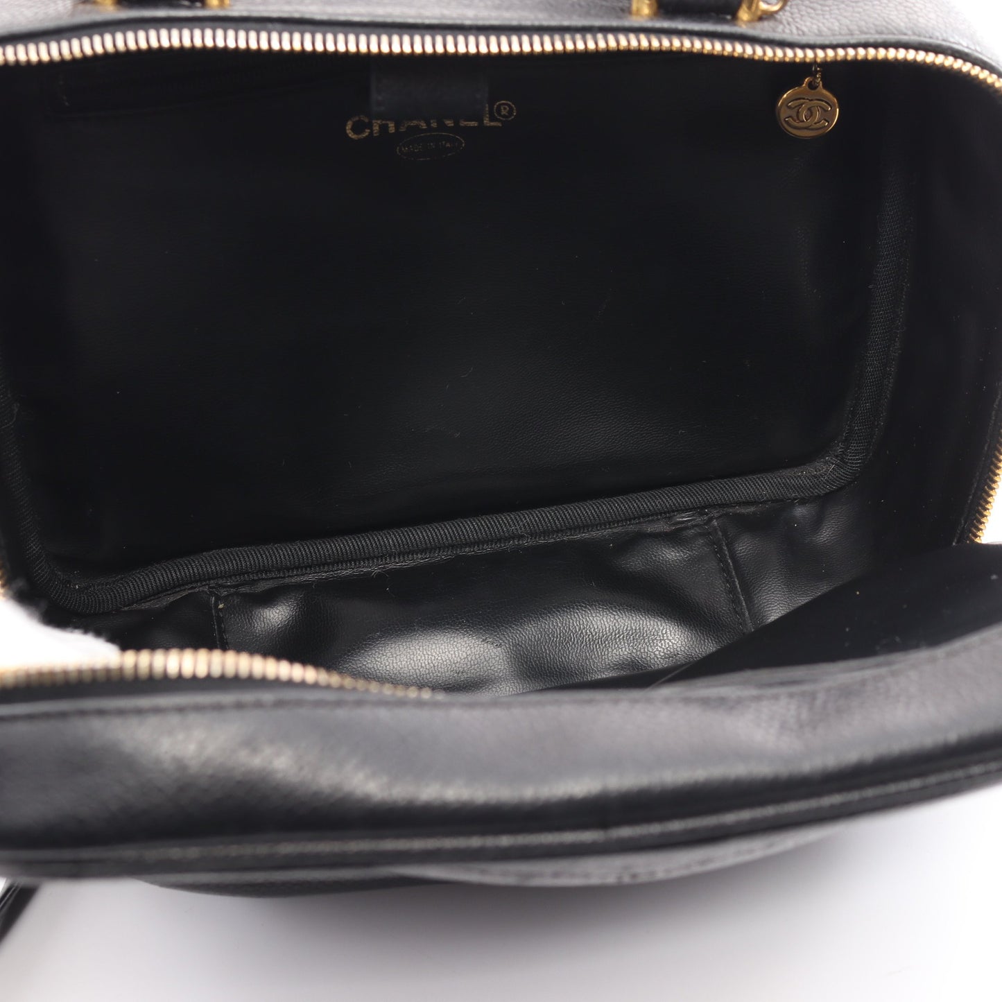 ココマーク バニティバッグ キャビアスキン ブラック ゴールド金具 2WAY シャネル バッグ CHANEL
