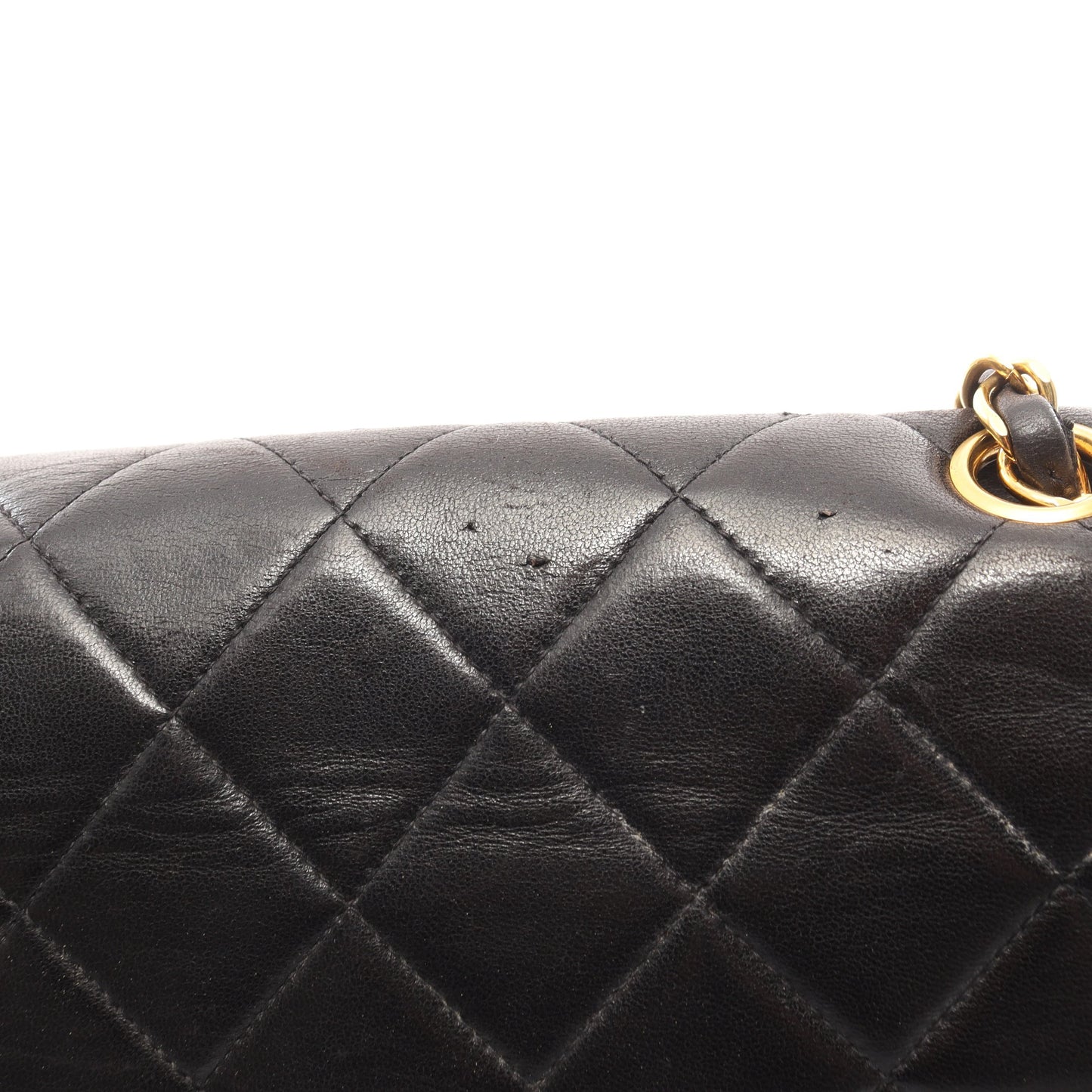 マトラッセ ダイアナフラップ チェーンショルダーバッグ ラムスキン ブラック ゴールド金具 シャネル バッグ CHANEL